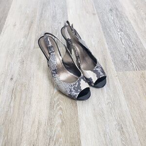 Tahari snakeskin peep-toe slingback shoes
